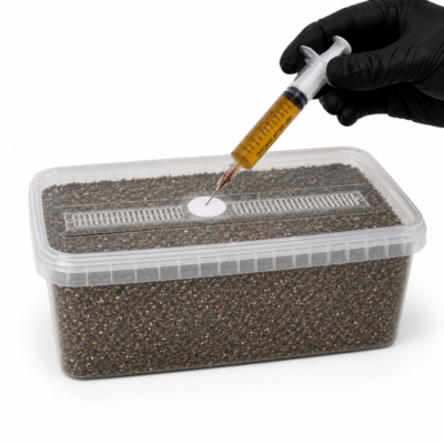 liquid culture syringe injection in sterilized substrate