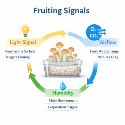 Optimal Light, Airflow, and Humidity for Fruiting