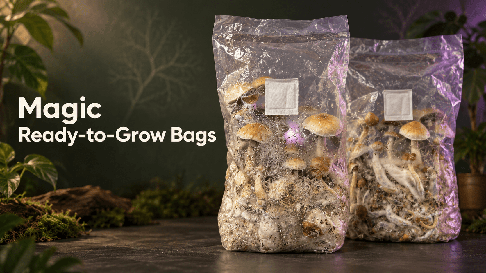Cómo utilizar una bolsa de cultivo lista para usar de setas alucinógenas: guía completa Magic mushroom ready-to-grow bags with fully colonised substrate and mature mushrooms